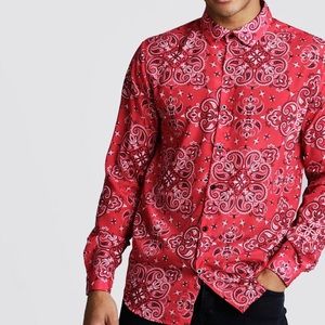 Monzini  red bandana vintage button down shirt